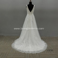 Elegant Vestido De Renda Lace Long Sleeve Wedding Dress Open Back A Line Bridal Gowns